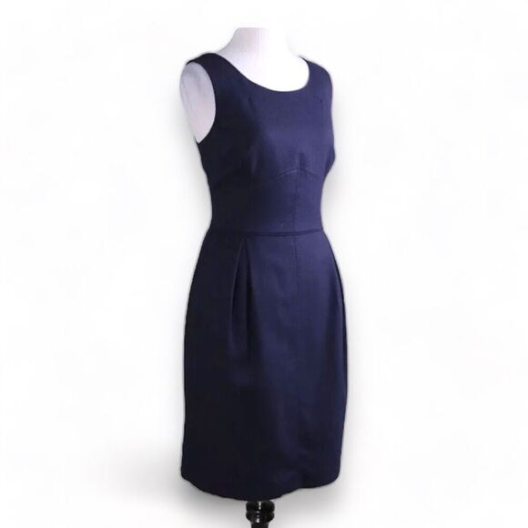 J. CREW Allie In Festival Navy Wool Blend Sheath Dress Sz 4 - Picture 1 of 12